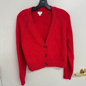 J. Crew Cotton Blend Cropped Red Sweater Size Small